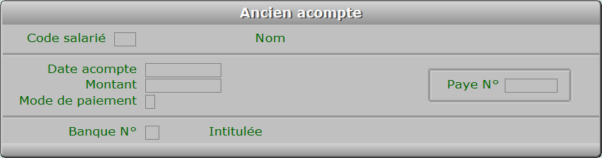 Fiche ancien acompte - ICIM PAYE