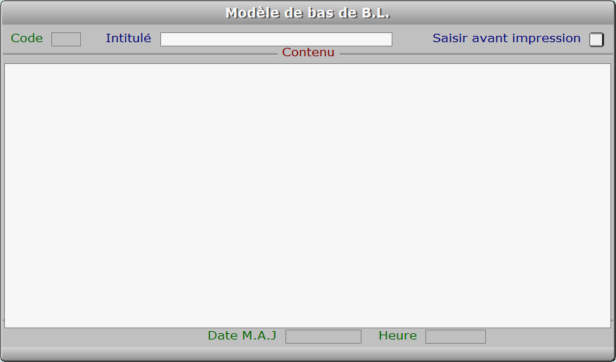 Fiche modèle de bas de B.L. - ICIM STOCK